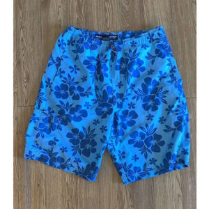 Abercrombie & Fitch Men's Floral Trunks Blue Tropical Print Pull On Swim  Sz M